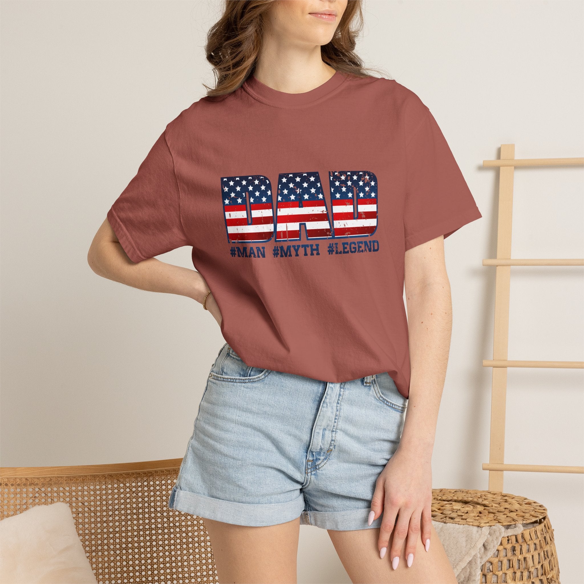 Dad Patriotic T-Shirt - "DAD" American Flag Design (#Man #Myth #Legend)