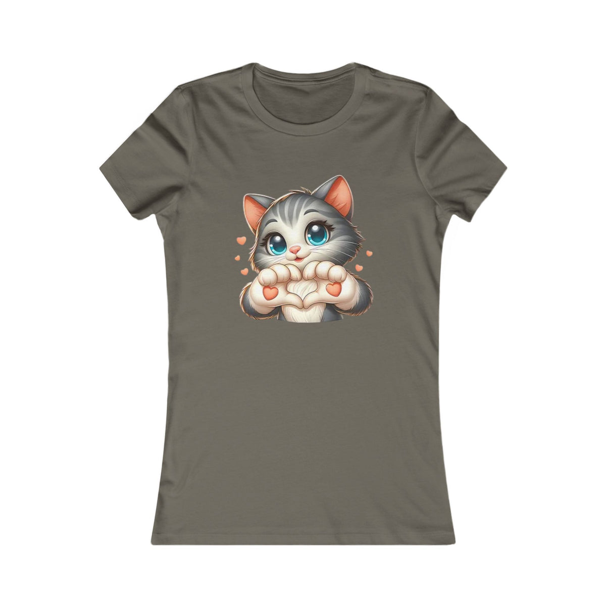 Women's Tee — Cute Kitten Making Heart Paws Graphic