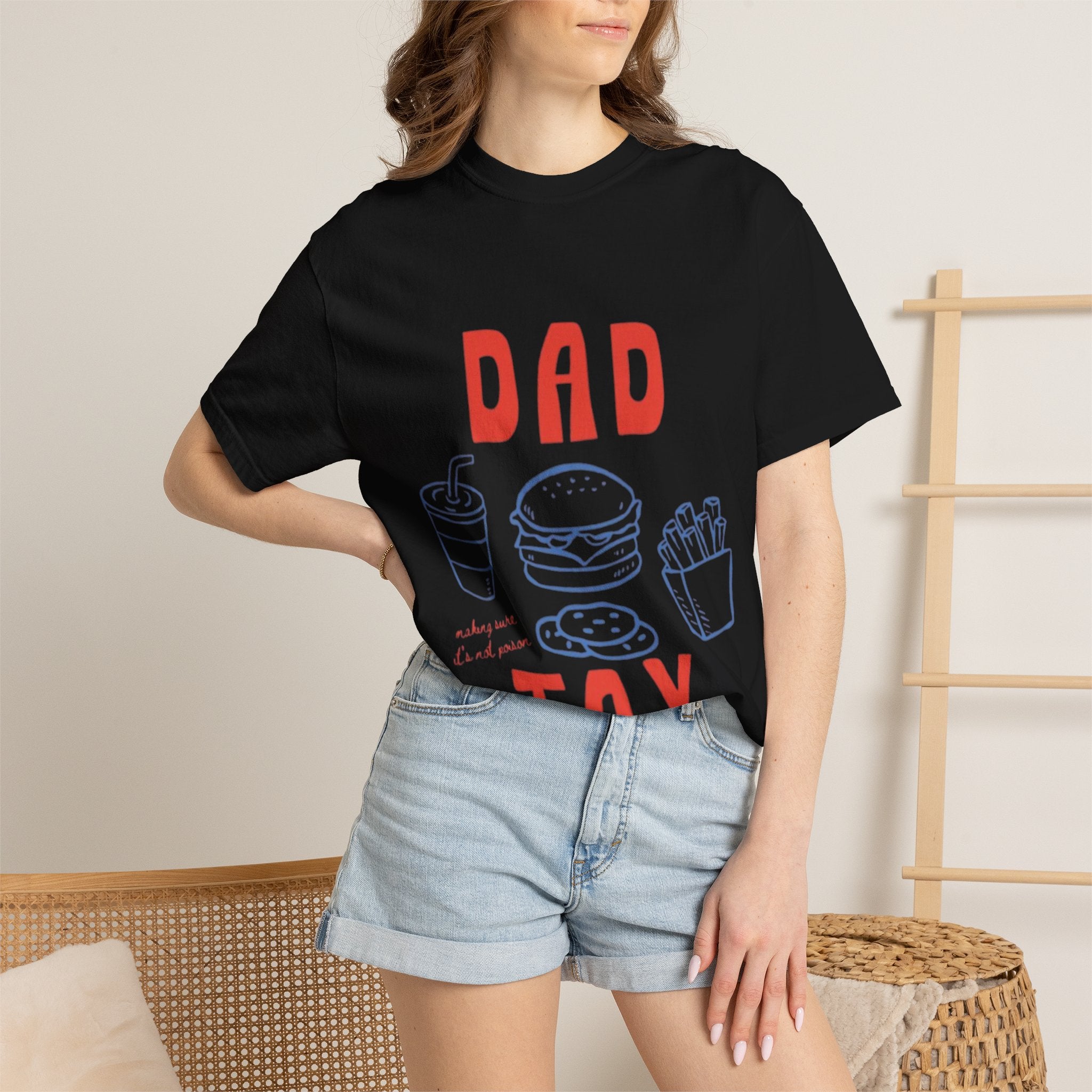 Dad Tax T-Shirt — Funny Father’s Day Tee with Burger, Fries & Drink Graphic