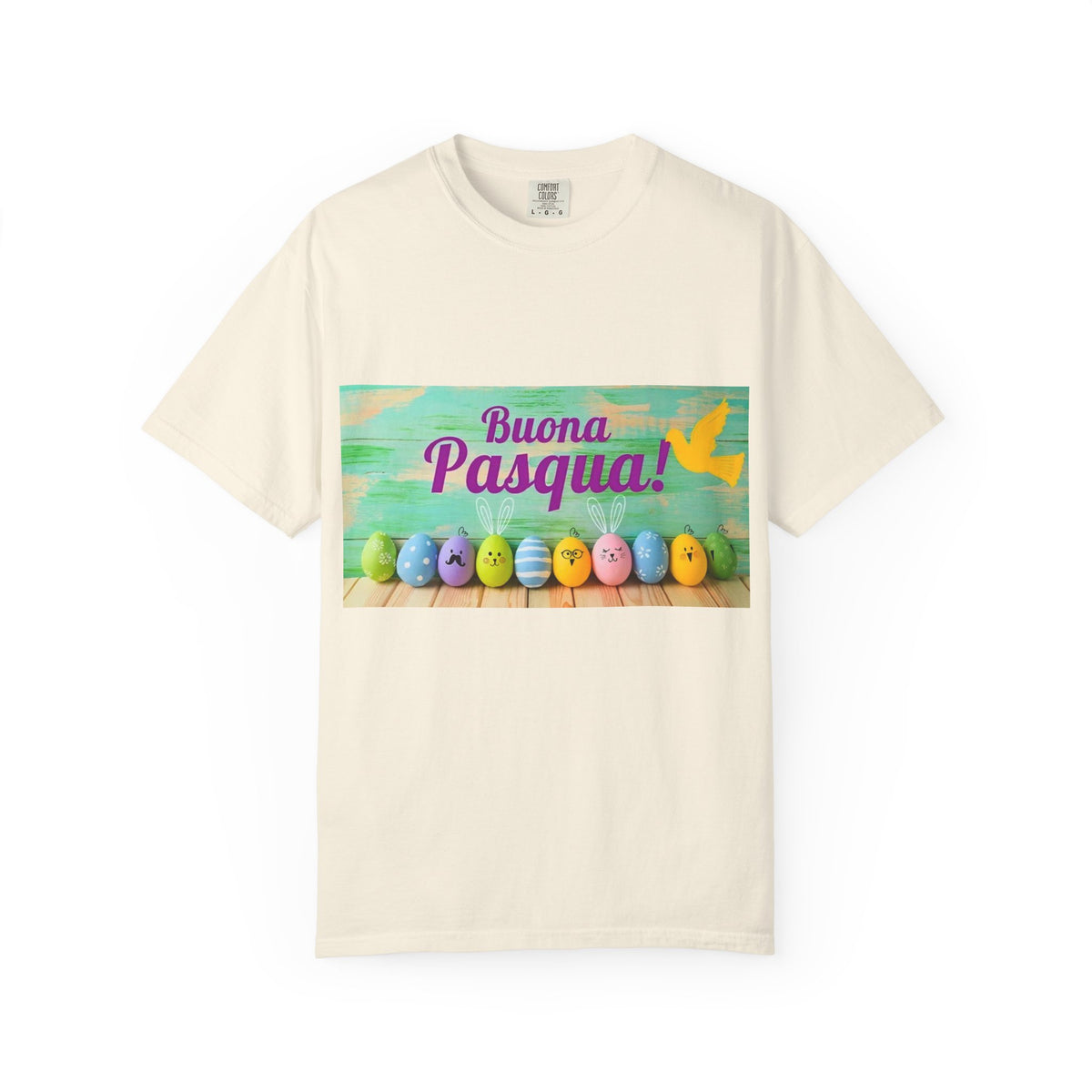 Easter T-Shirt — "Buona Pasqua" Colorful Bunny Eggs Graphic