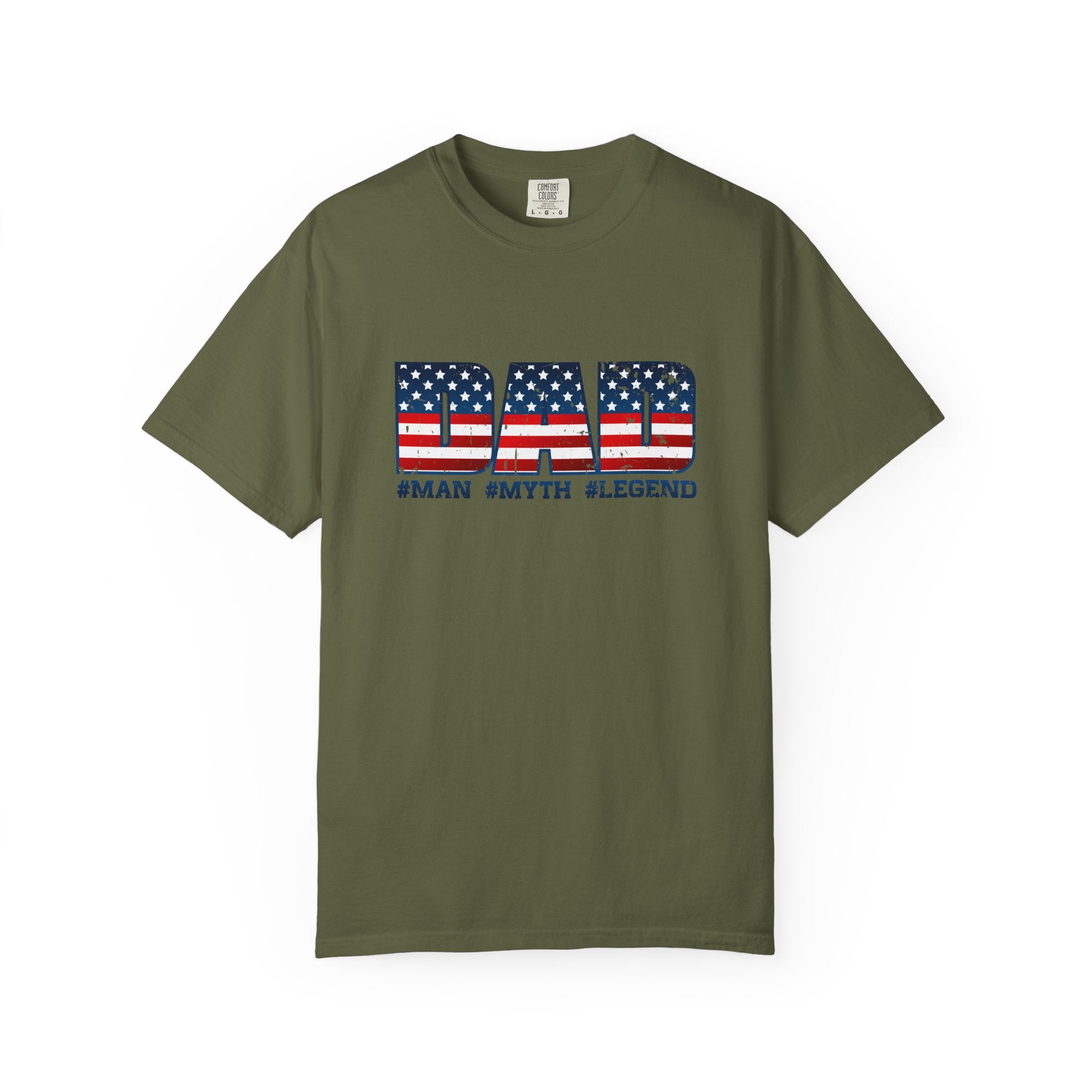 Dad Patriotic T-Shirt - "DAD" American Flag Design (#Man #Myth #Legend)