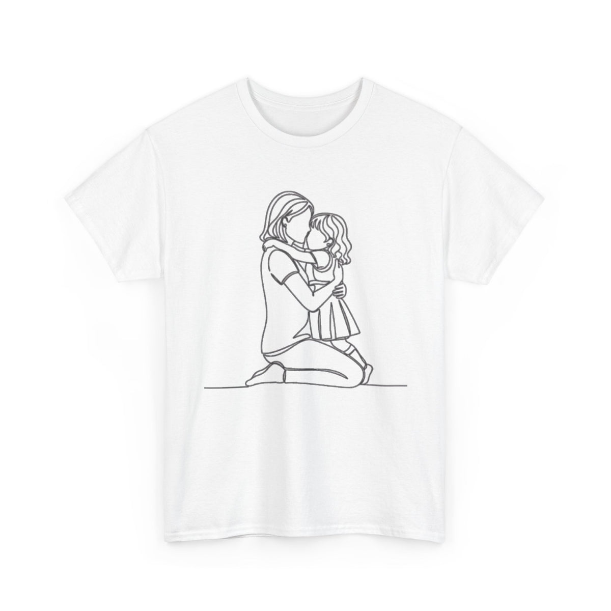 Mother and Daughter Line Art Tee — Minimalist Family Love Shirt
