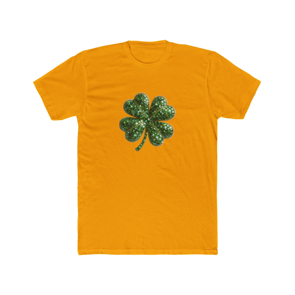 St. Patrick's Day Green Glitter Four-Leaf Clover T-Shirt