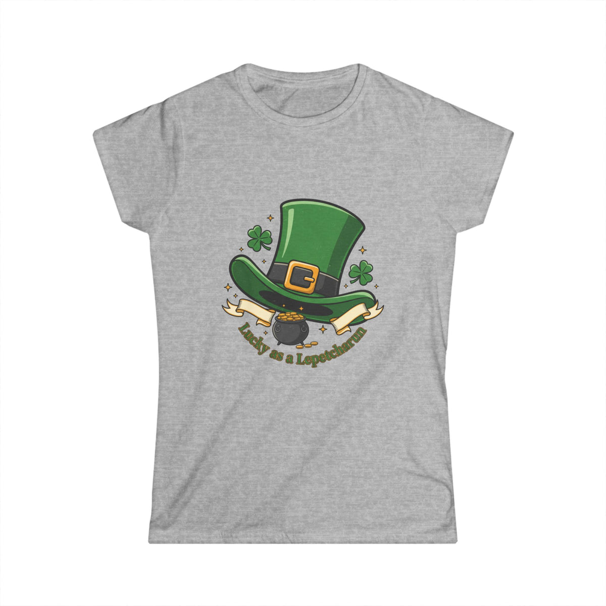 St. Patrick's Day Women's Tee — 'Lucky as a Leprechaun' Shamrock Hat Design
