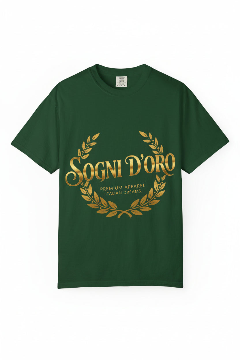 Sogni D'Oro T-Shirt — Italian 'Sogni D'Oro' Gold Laurel Graphic Tee