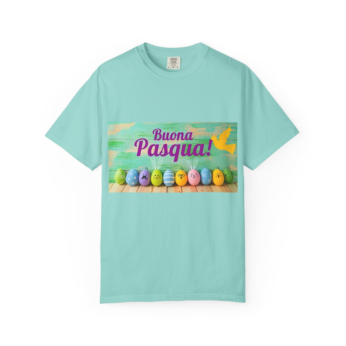 Easter T-Shirt — "Buona Pasqua" Colorful Bunny Eggs Graphic