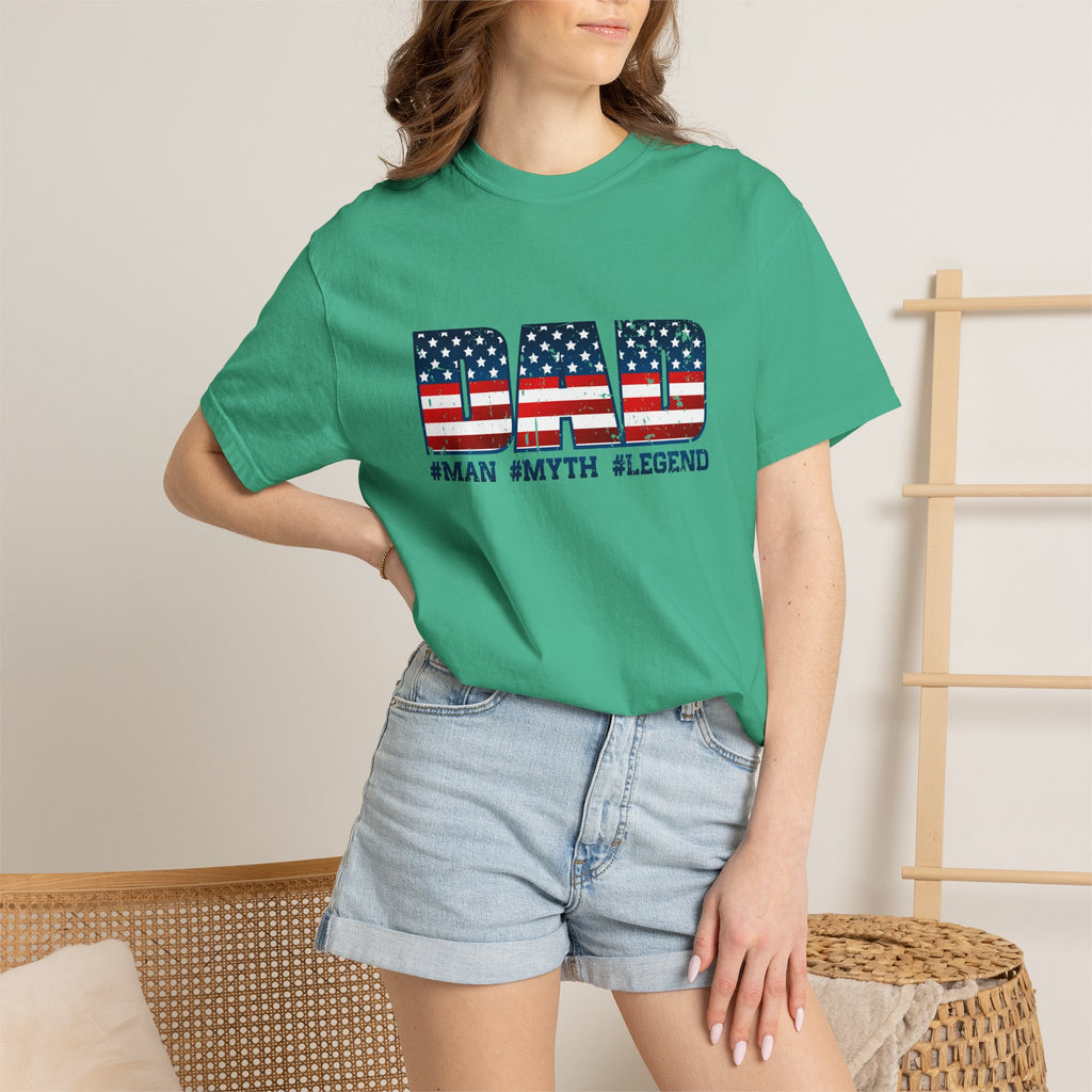 Dad Patriotic T-Shirt - "DAD" American Flag Design (#Man #Myth #Legend)