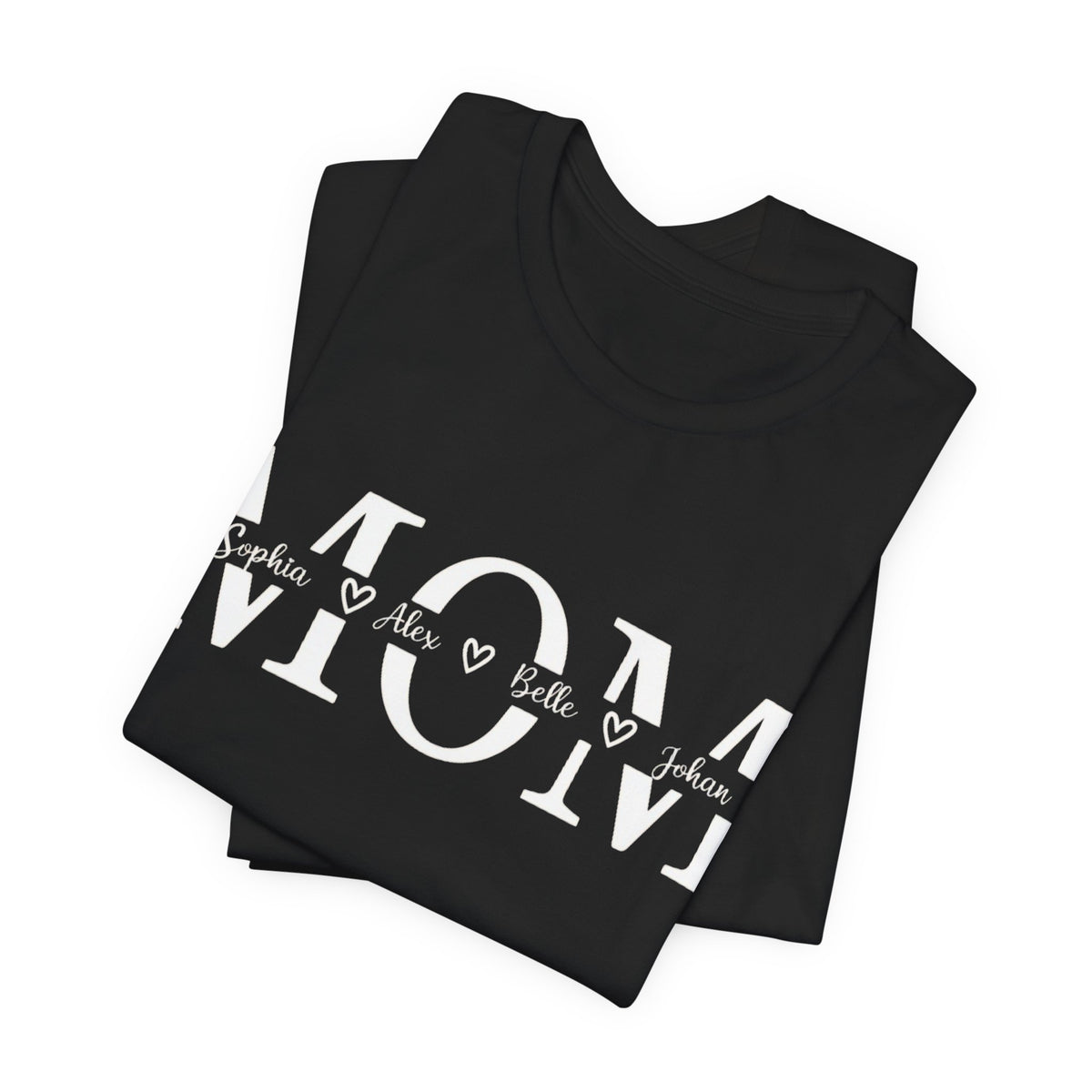 Mom Heart Repeat T‑Shirt — Layered 'MOM' Design for Mother's Day & Everyday