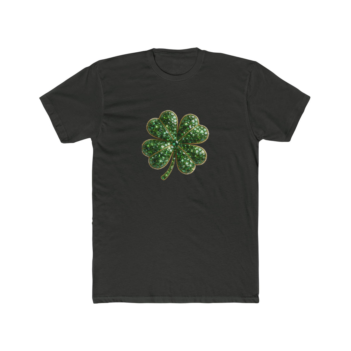 St. Patrick's Day Green Glitter Four-Leaf Clover T-Shirt
