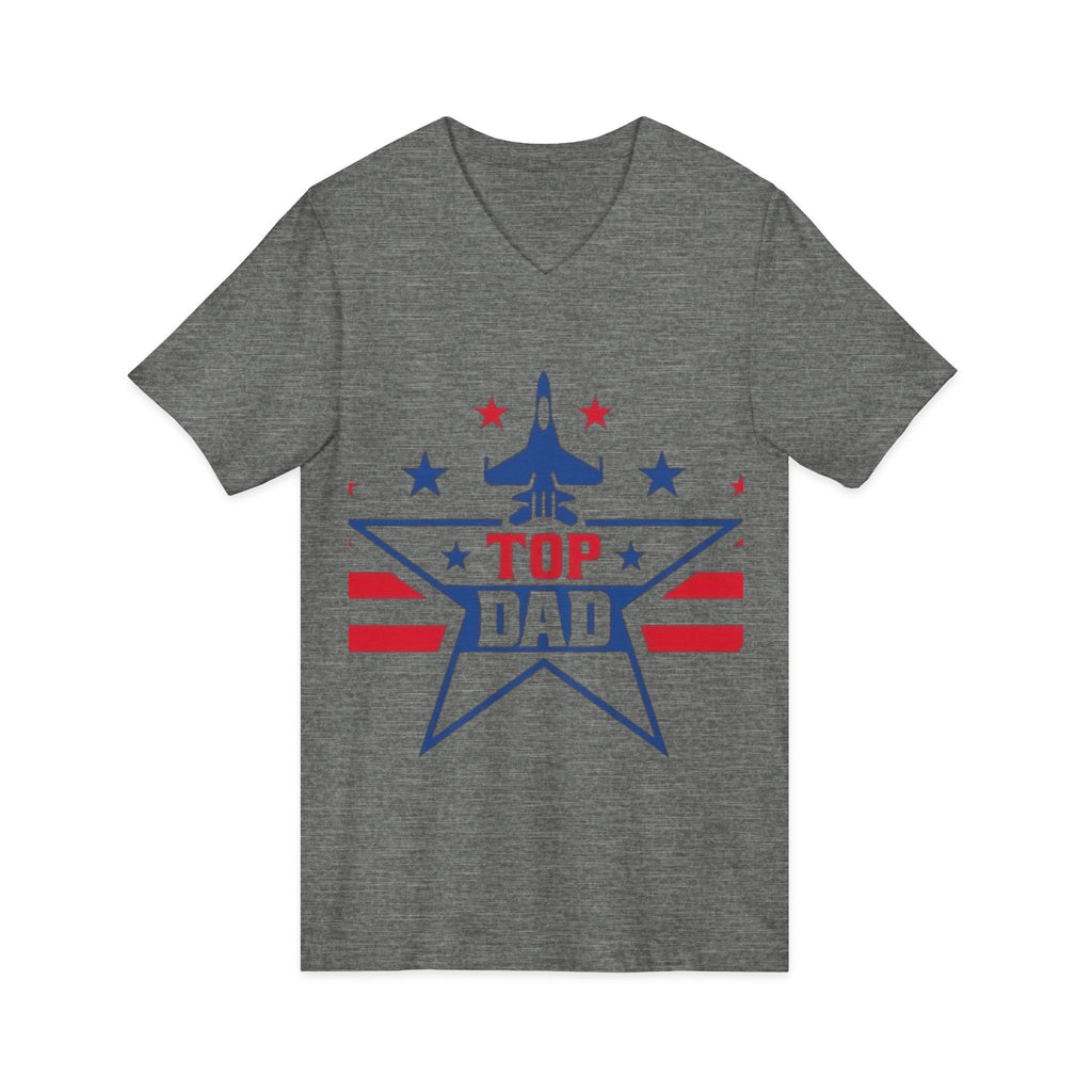 Top Dad V-Neck Tee — Patriotic Jet Star Fathers Day T-Shirt