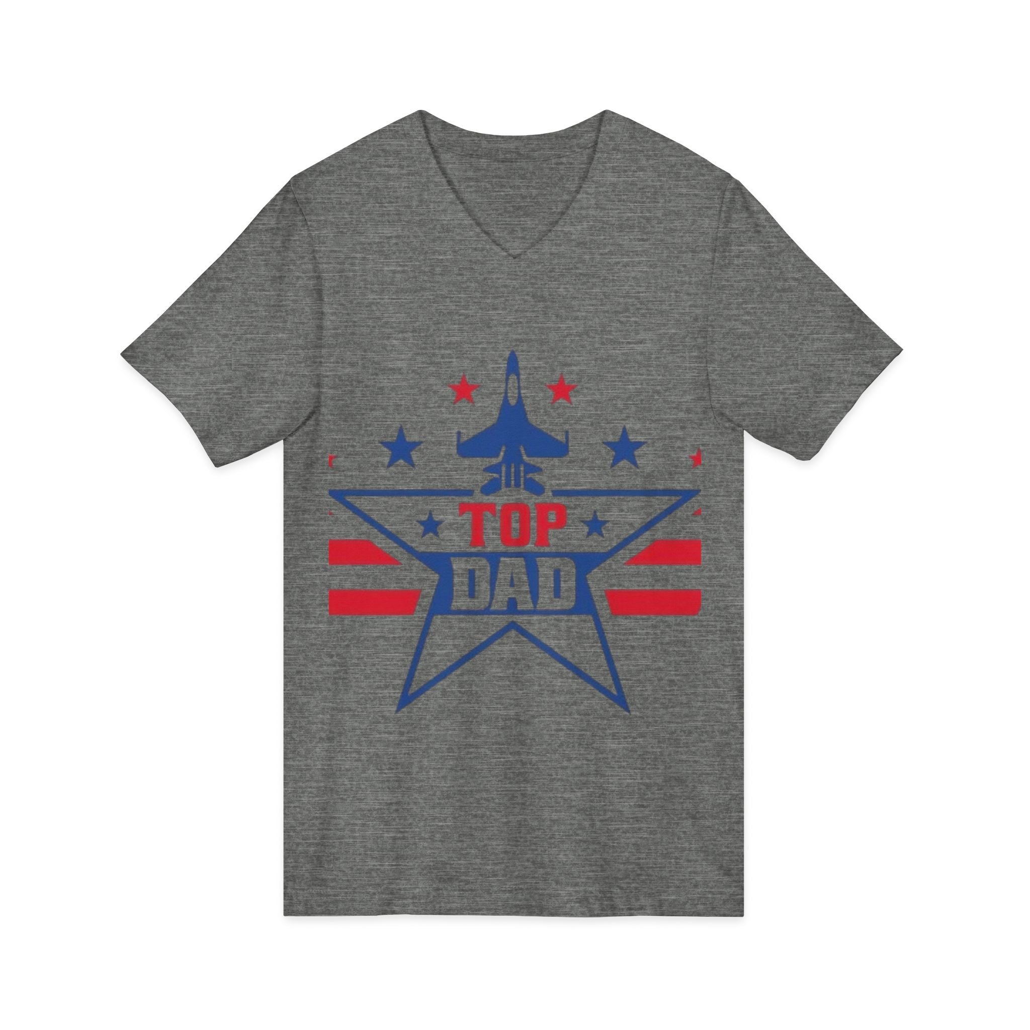 Top Dad V-Neck Tee — Patriotic Jet Star Fathers Day T-Shirt