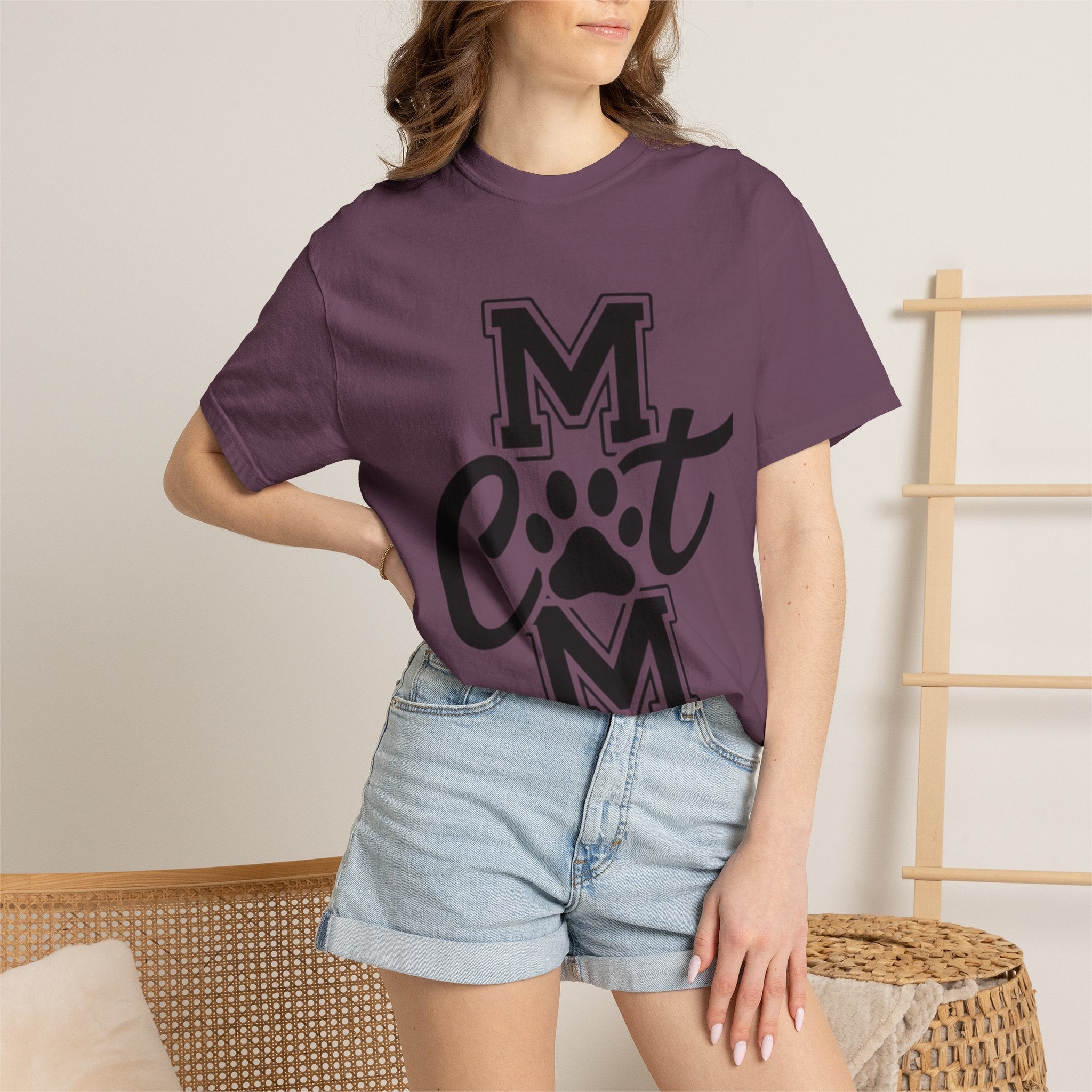 Garment-Dyed Cat Mom Tee