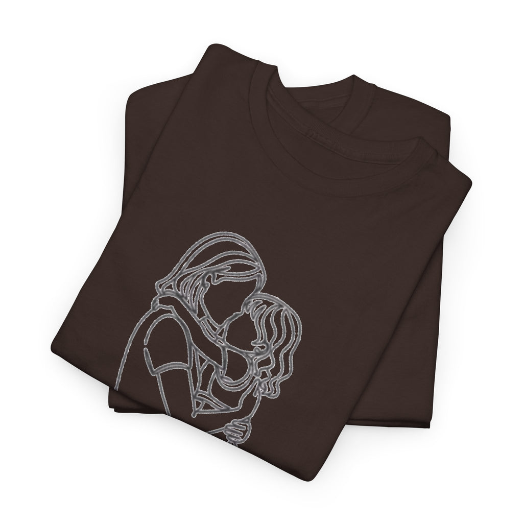 Mother and Daughter Line Art Tee — Minimalist Family Love Shirt