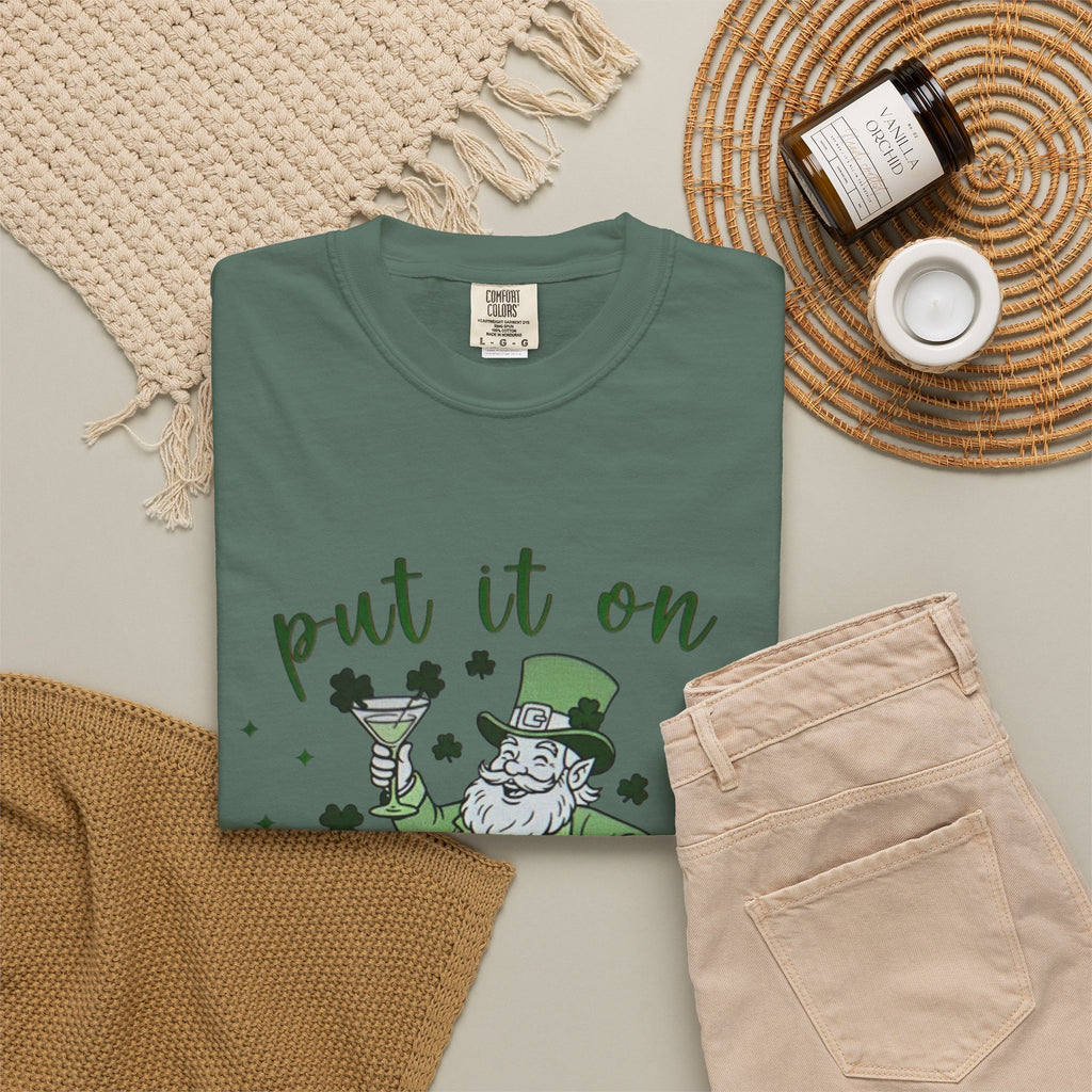 St. Patrick's Day Leprechaun Cocktail T-Shirt — "Put It On Leprechaun's Tab"