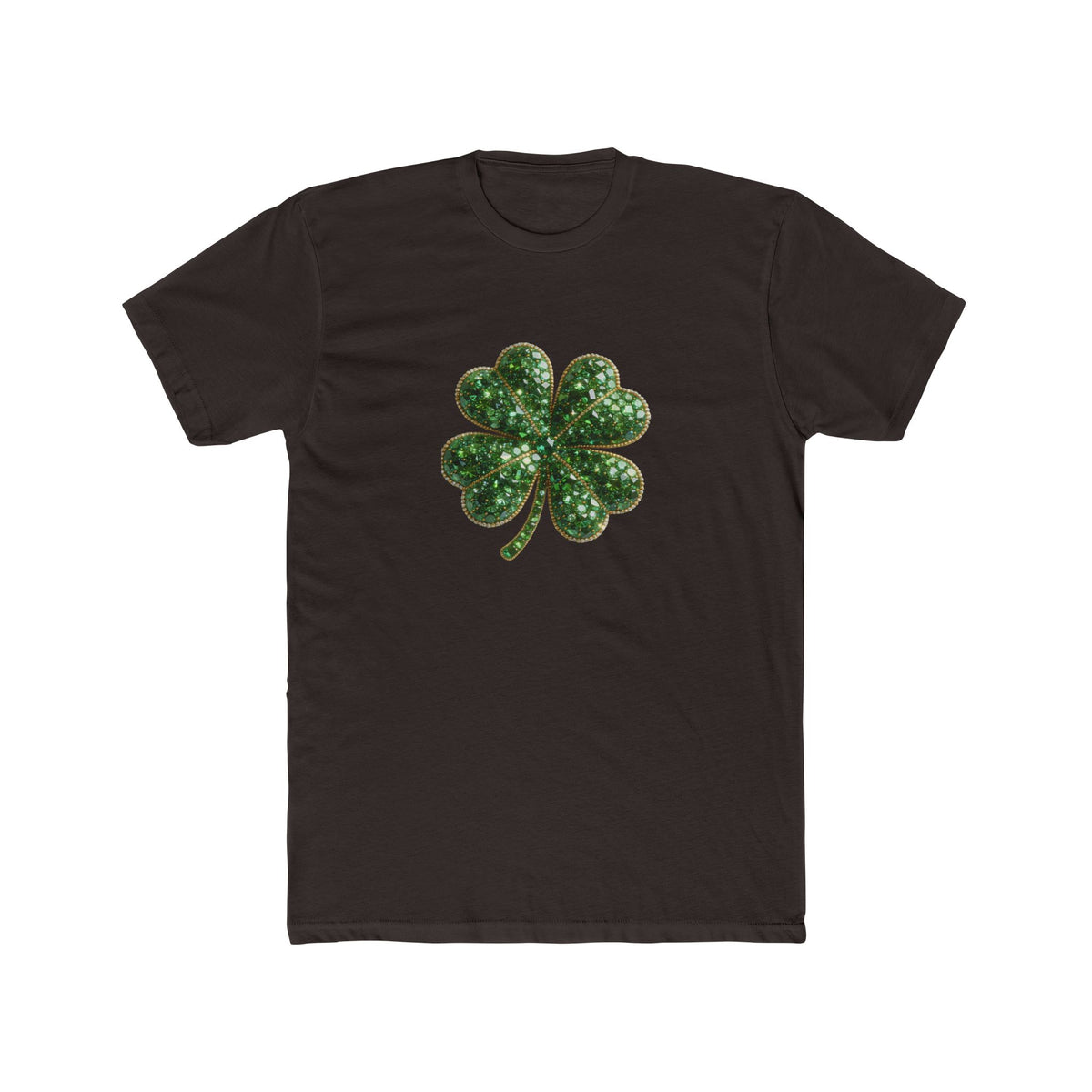 St. Patrick's Day Green Glitter Four-Leaf Clover T-Shirt