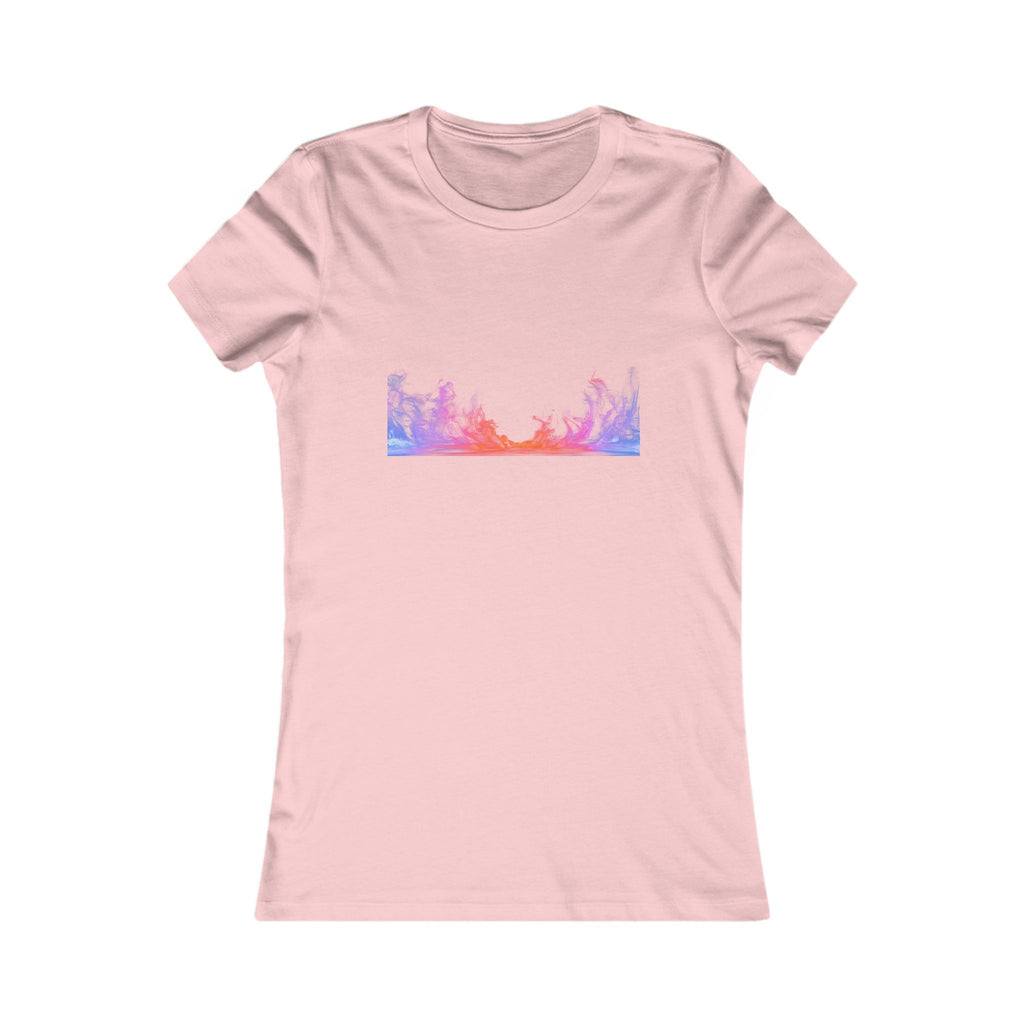 Women's Sunset Forest Tee — Pastel Mountain & Trees Graphic Shirt