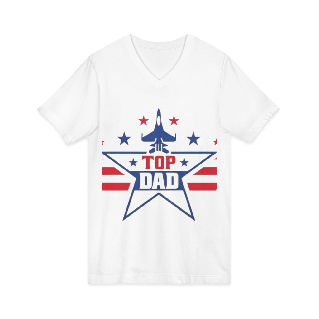 Top Dad V-Neck Tee — Patriotic Jet Star Fathers Day T-Shirt