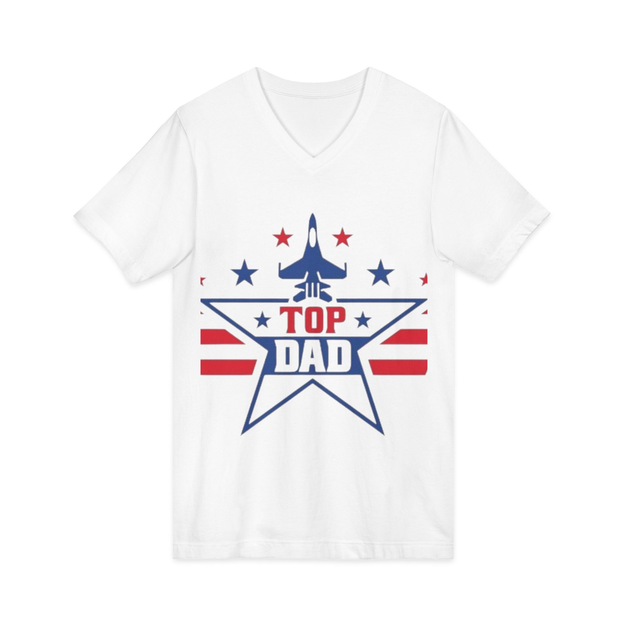 Top Dad V-Neck Tee — Patriotic Jet Star Fathers Day T-Shirt