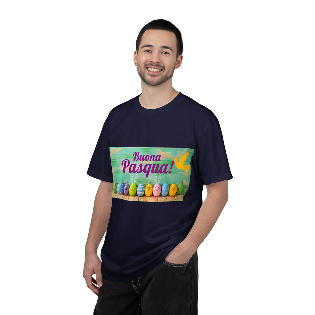 Easter T-Shirt — "Buona Pasqua" Colorful Bunny Eggs Graphic