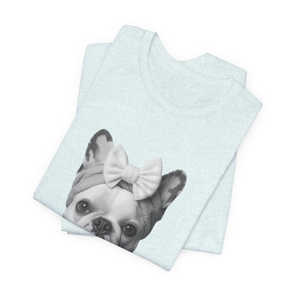 French Bulldog Portrait Tee — Cute Bow Dog Graphic T-Shirt