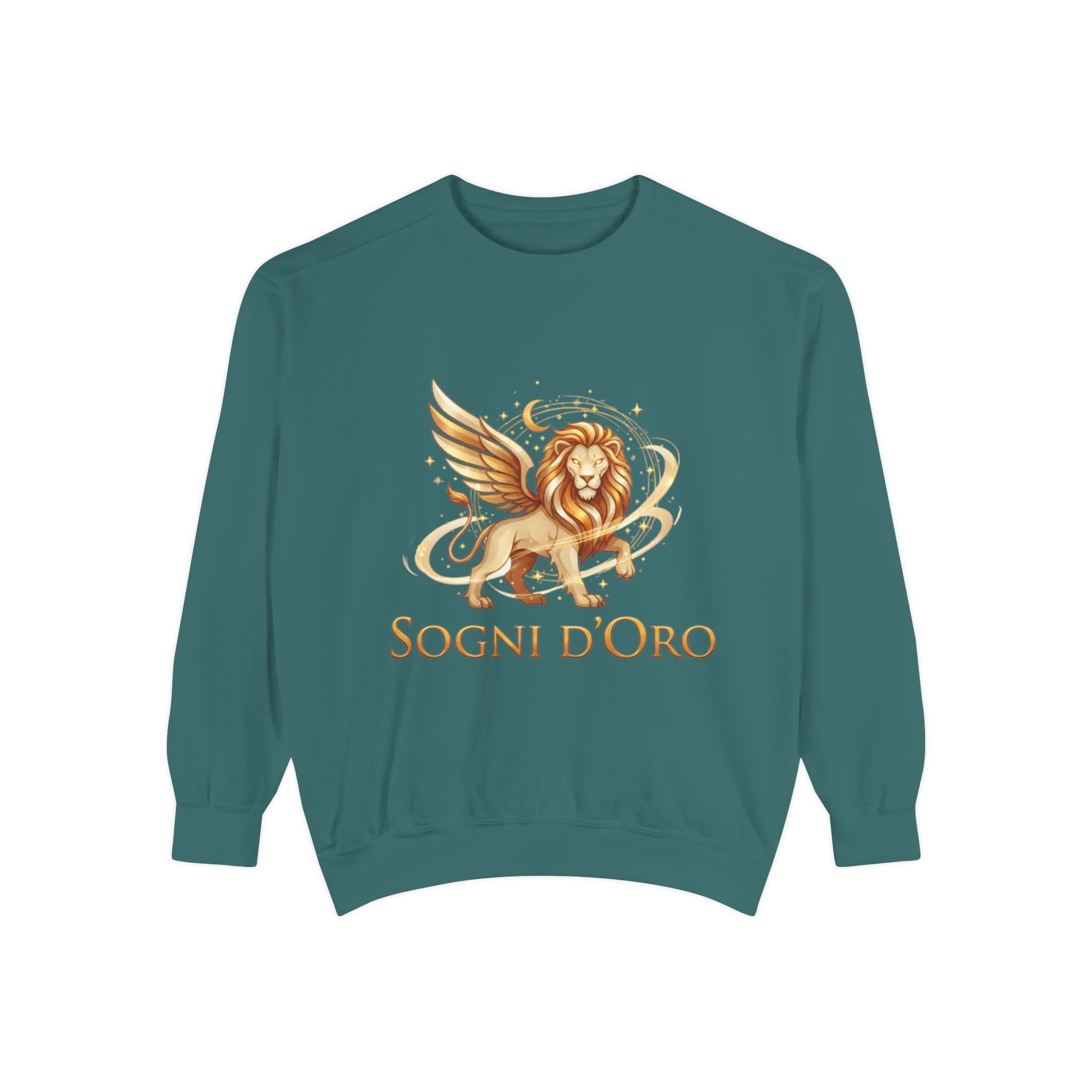 Altın Kanatlı Aslan Sweatshirt — "Sogni d'Oro" Rüya Gibi İtalyan Esintili Yuvarlak Yaka