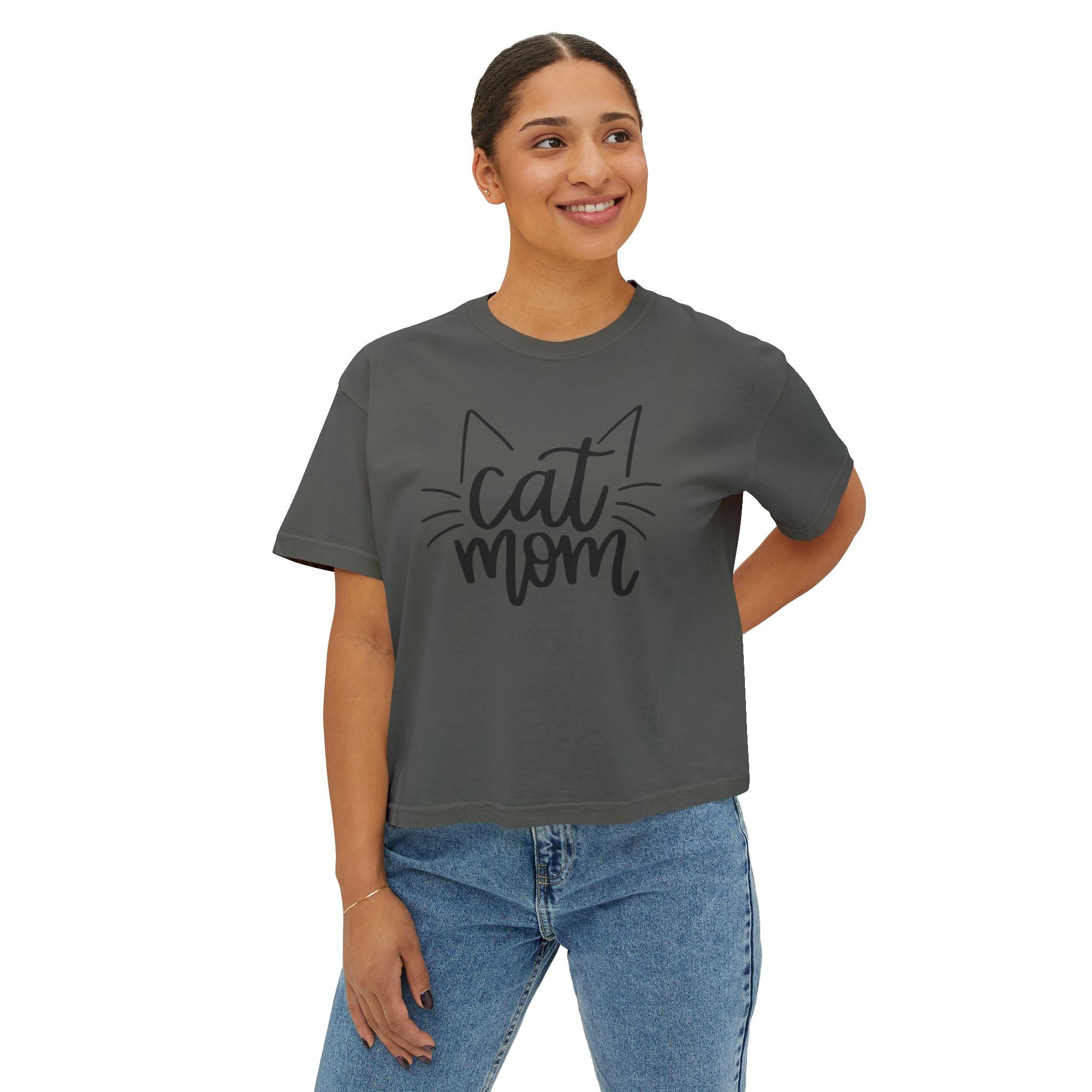 Cat Mom Boxy Cotton Tee