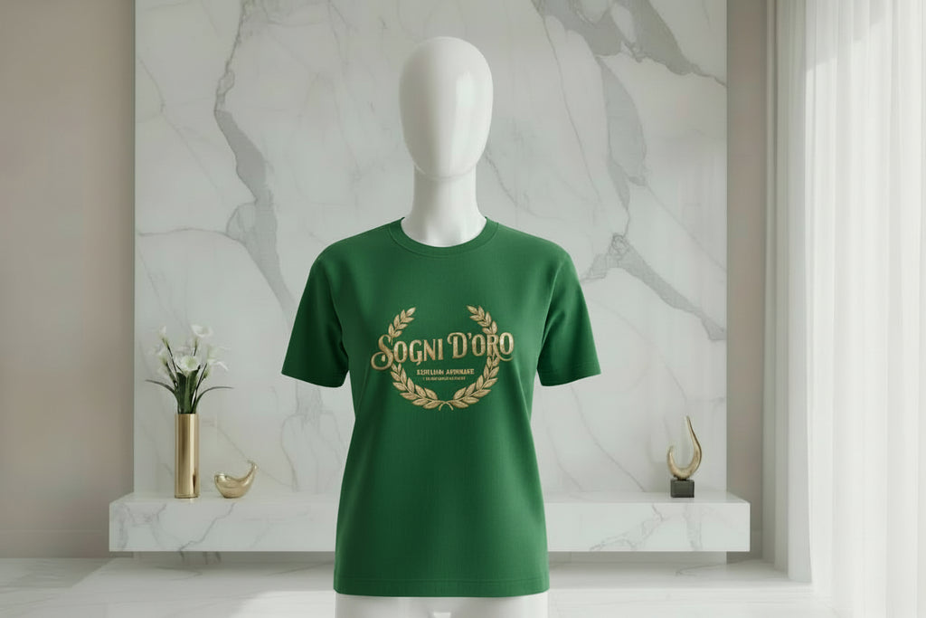 Sogni d'Oro premium unisex hoodie with garment-dyed fleece and gold laurel graphic