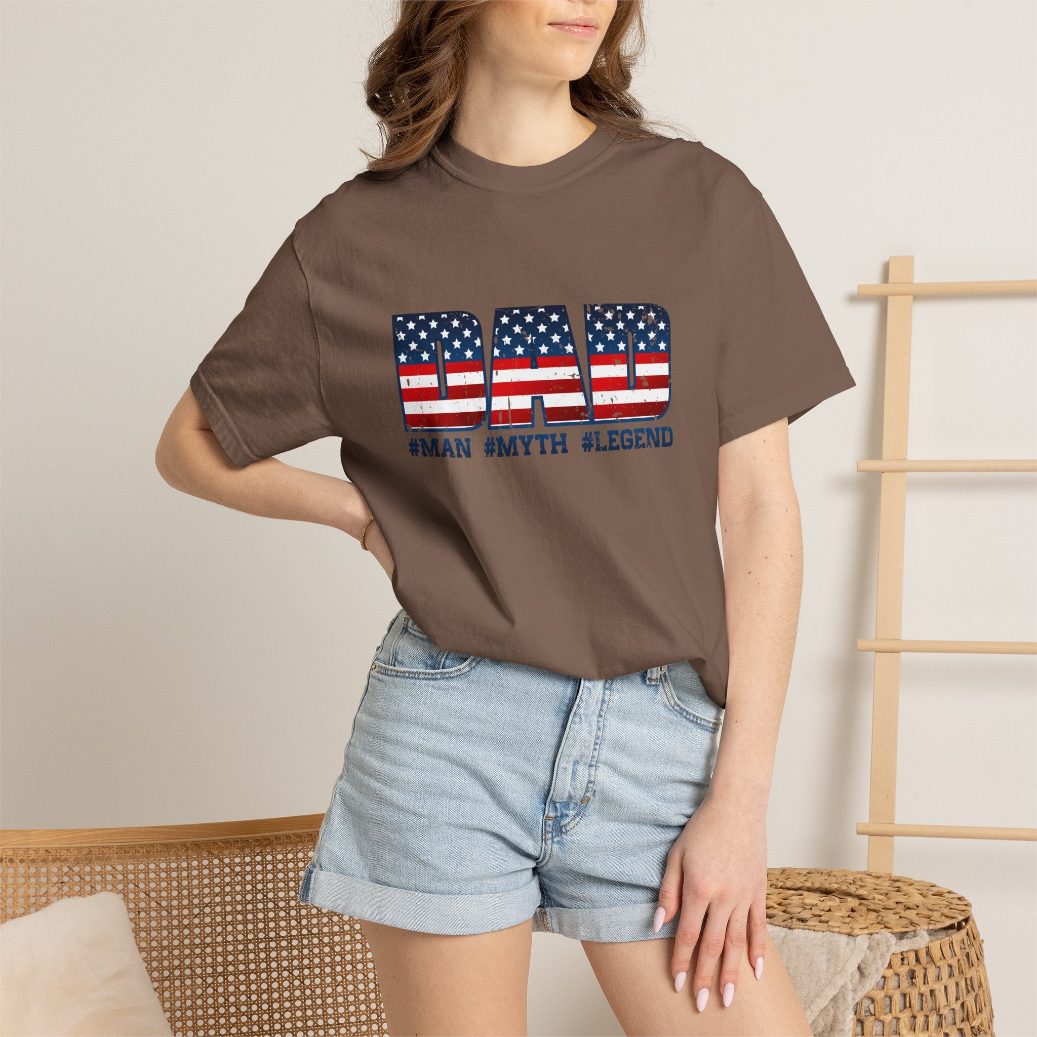 Dad Patriotic T-Shirt - "DAD" American Flag Design (#Man #Myth #Legend)