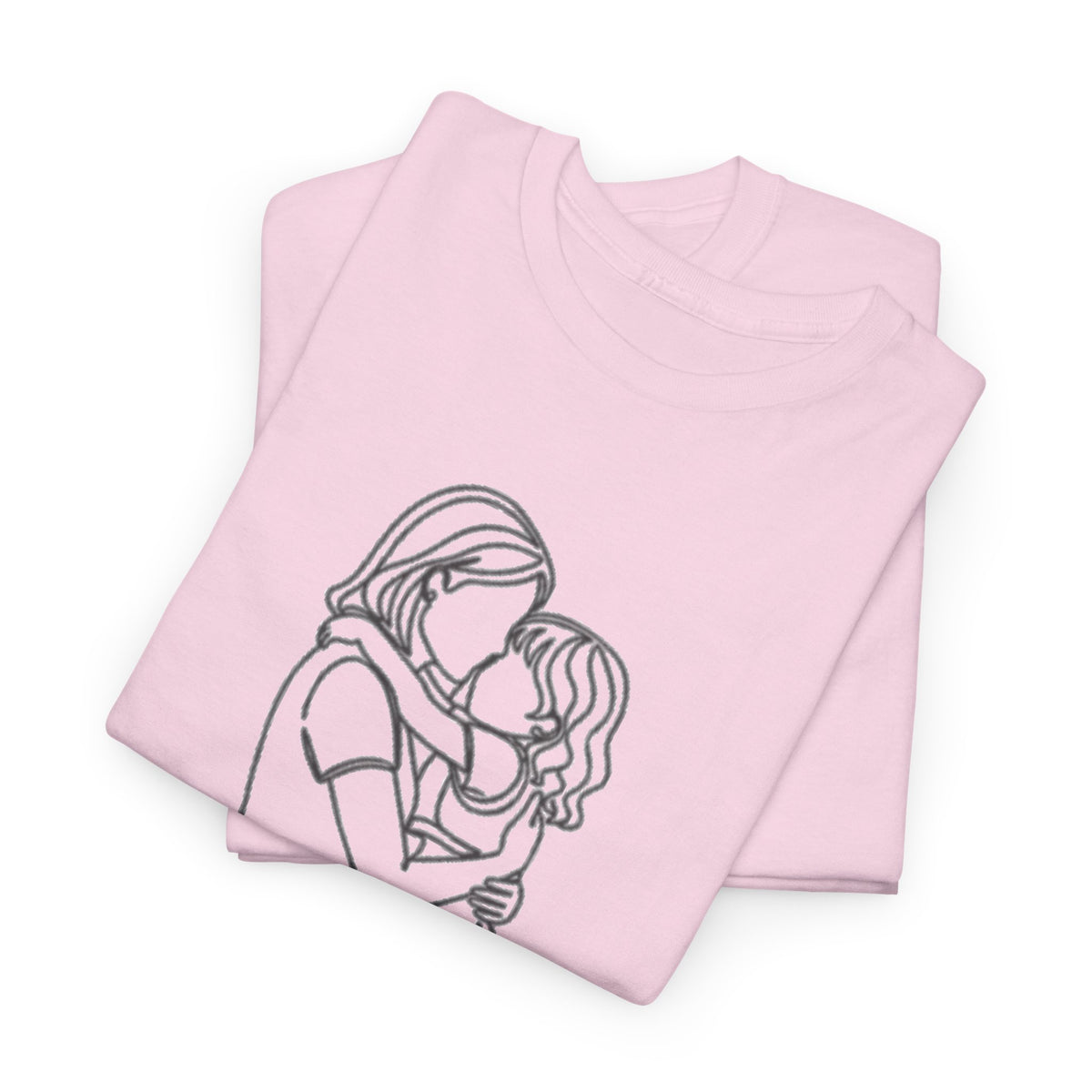 Mother and Daughter Line Art Tee — Minimalist Family Love Shirt