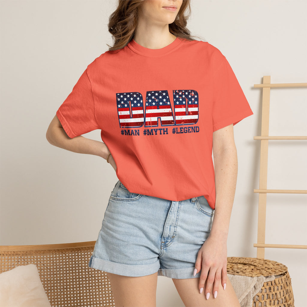 Dad Patriotic T-Shirt - "DAD" American Flag Design (#Man #Myth #Legend)