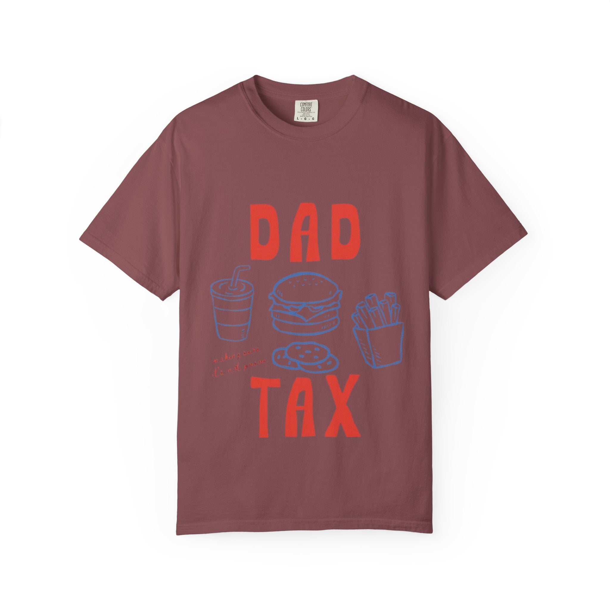 Dad Tax T-Shirt — Funny Father’s Day Tee with Burger, Fries & Drink Graphic