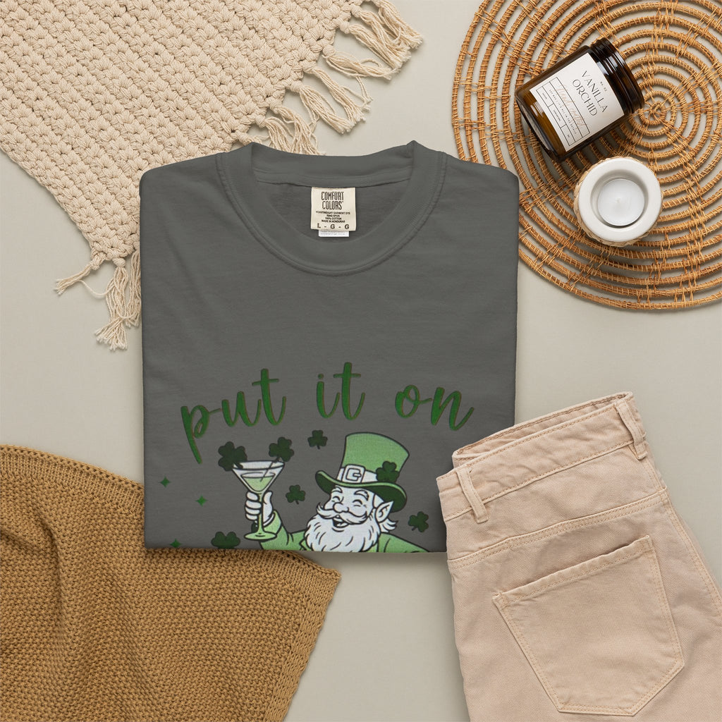St. Patrick's Day Leprechaun Cocktail T-Shirt — "Put It On Leprechaun's Tab"