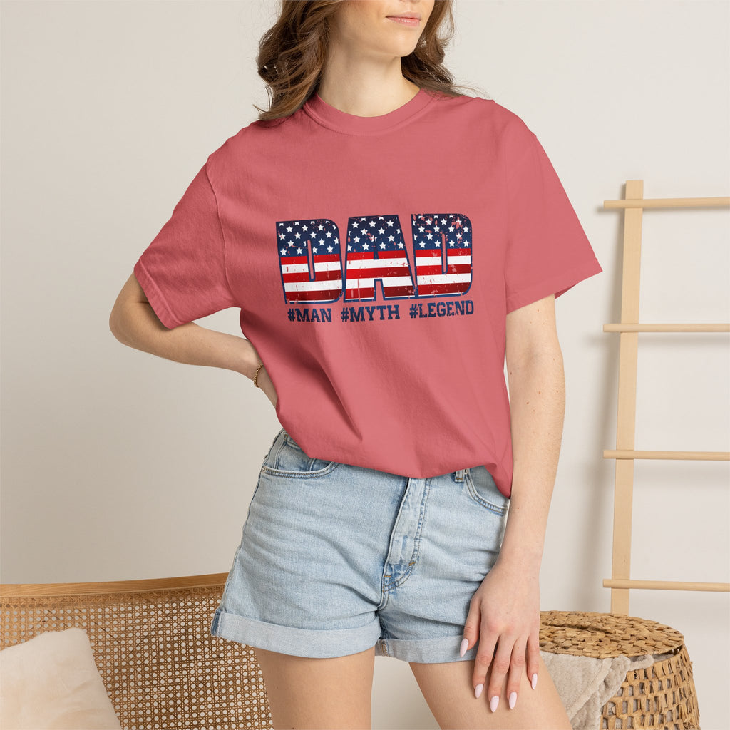 Dad Patriotic T-Shirt - "DAD" American Flag Design (#Man #Myth #Legend)
