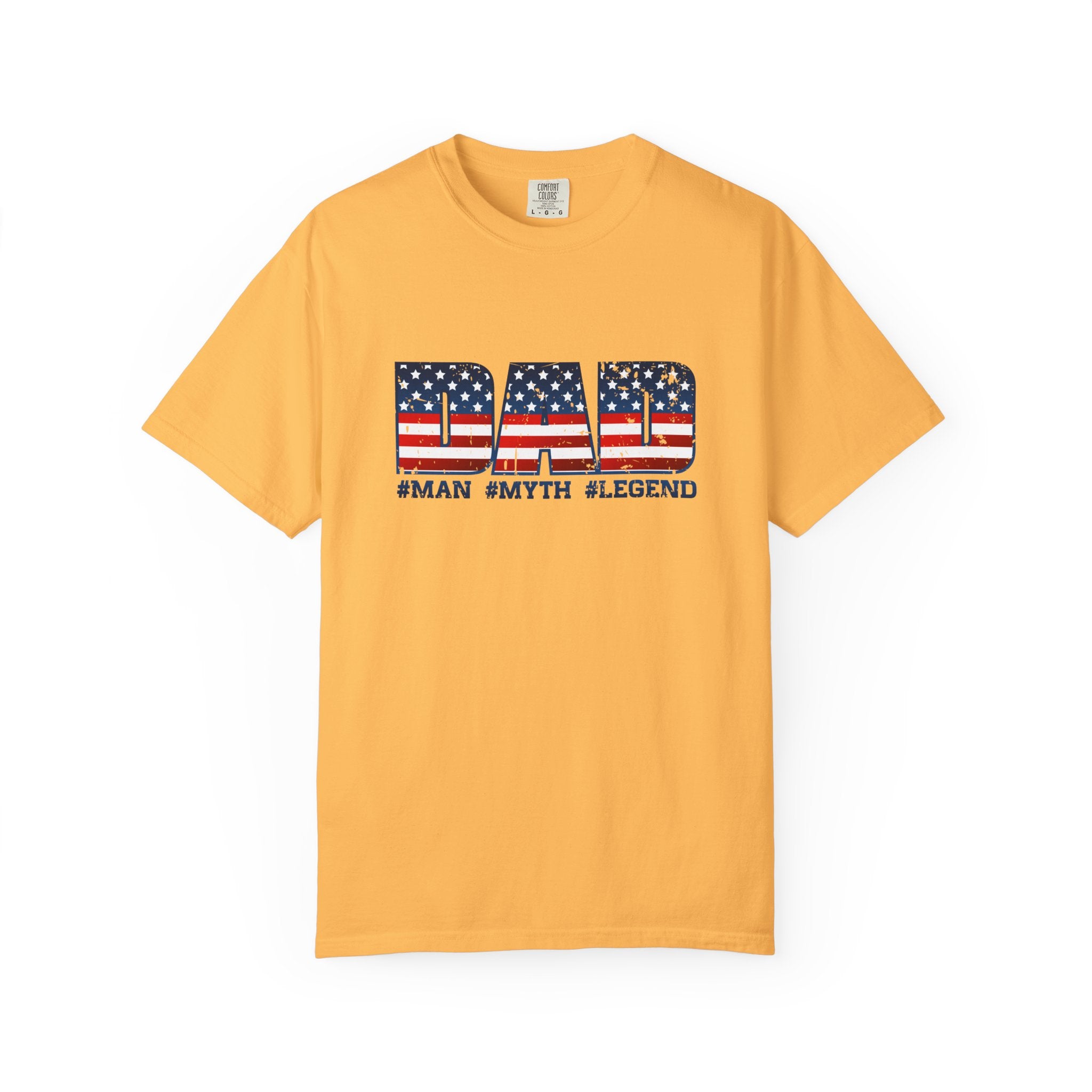 Dad Patriotic T-Shirt - "DAD" American Flag Design (#Man #Myth #Legend)