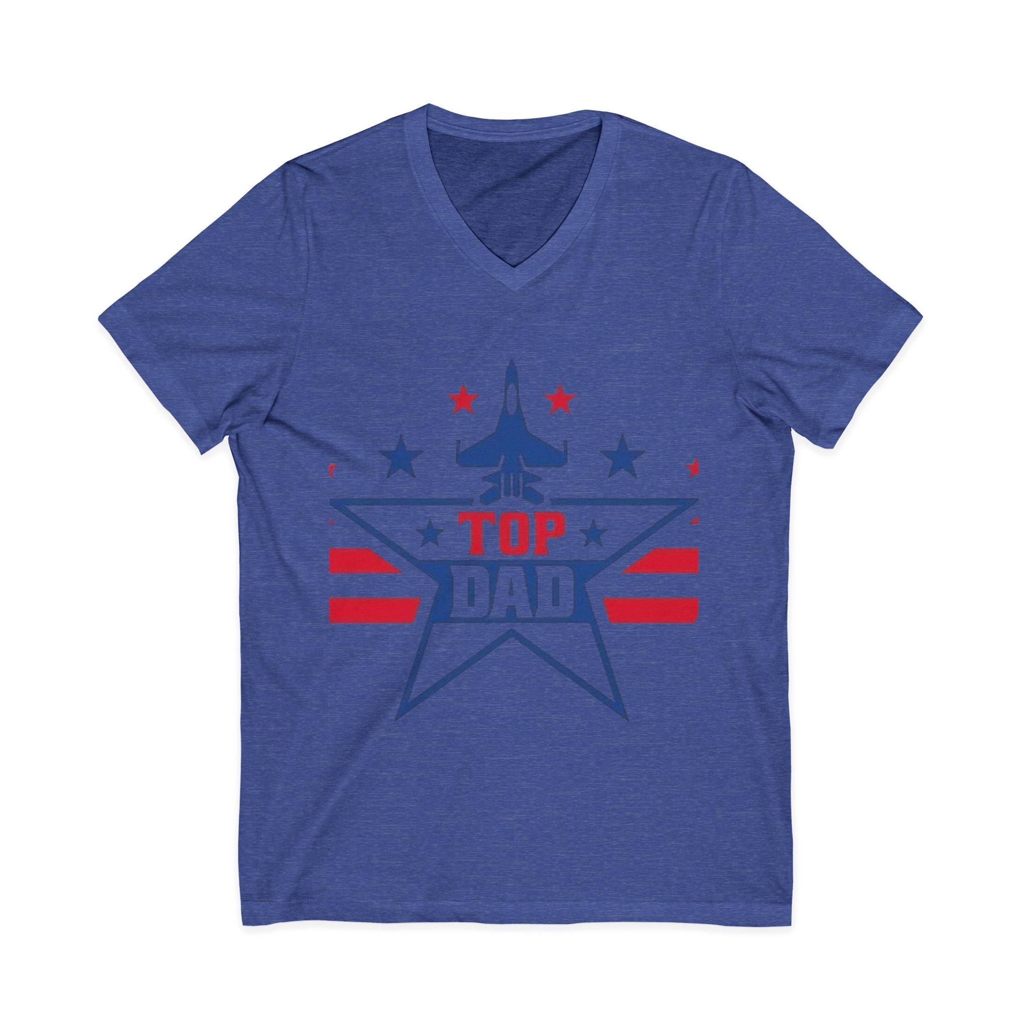 Top Dad V-Neck Tee — Patriotic Jet Star Fathers Day T-Shirt