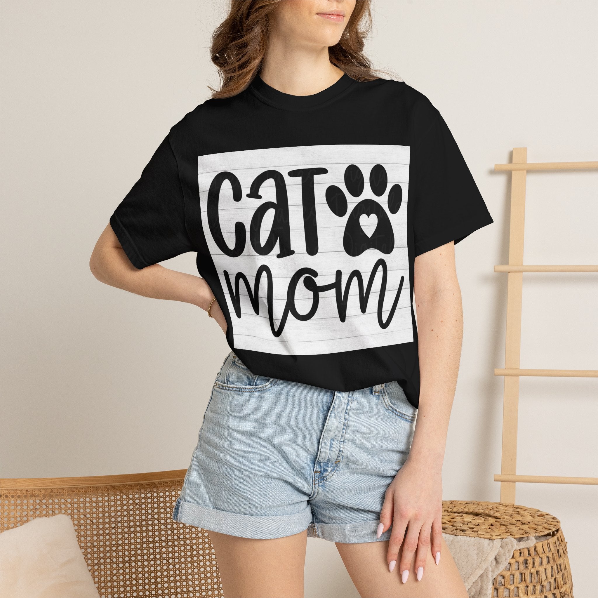 Garment-Dyed Cat Mom Tee