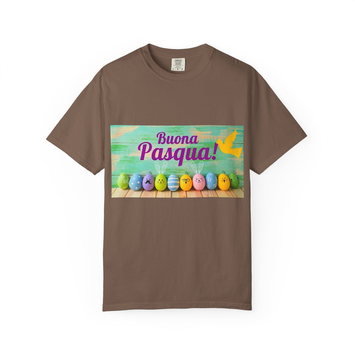 Easter T-Shirt — "Buona Pasqua" Colorful Bunny Eggs Graphic