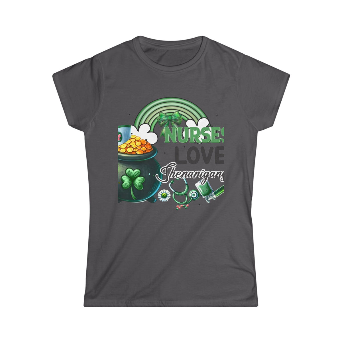 Nurse Love Shenanigans Women's Tee – St. Patrick's Day Shamrock & Pot of Gold