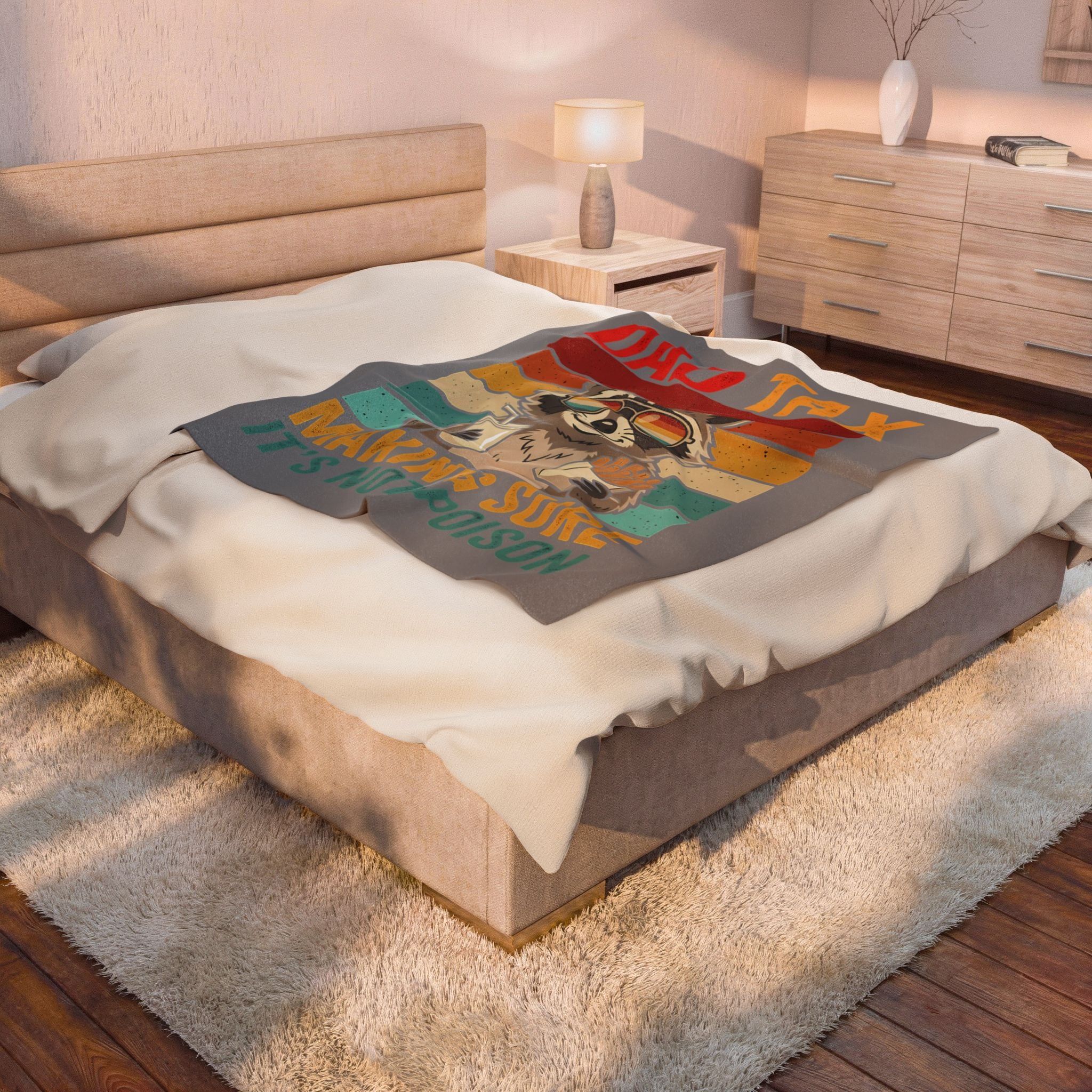 Dad Tax Raccoon Plush Blanket — "Dad Tax: Making Sure It's Not Poison" Cozy Throw