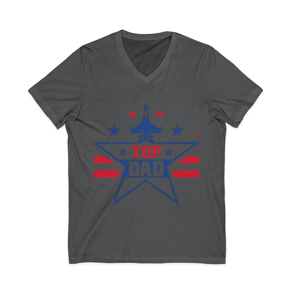Top Dad V-Neck Tee — Patriotic Jet Star Fathers Day T-Shirt