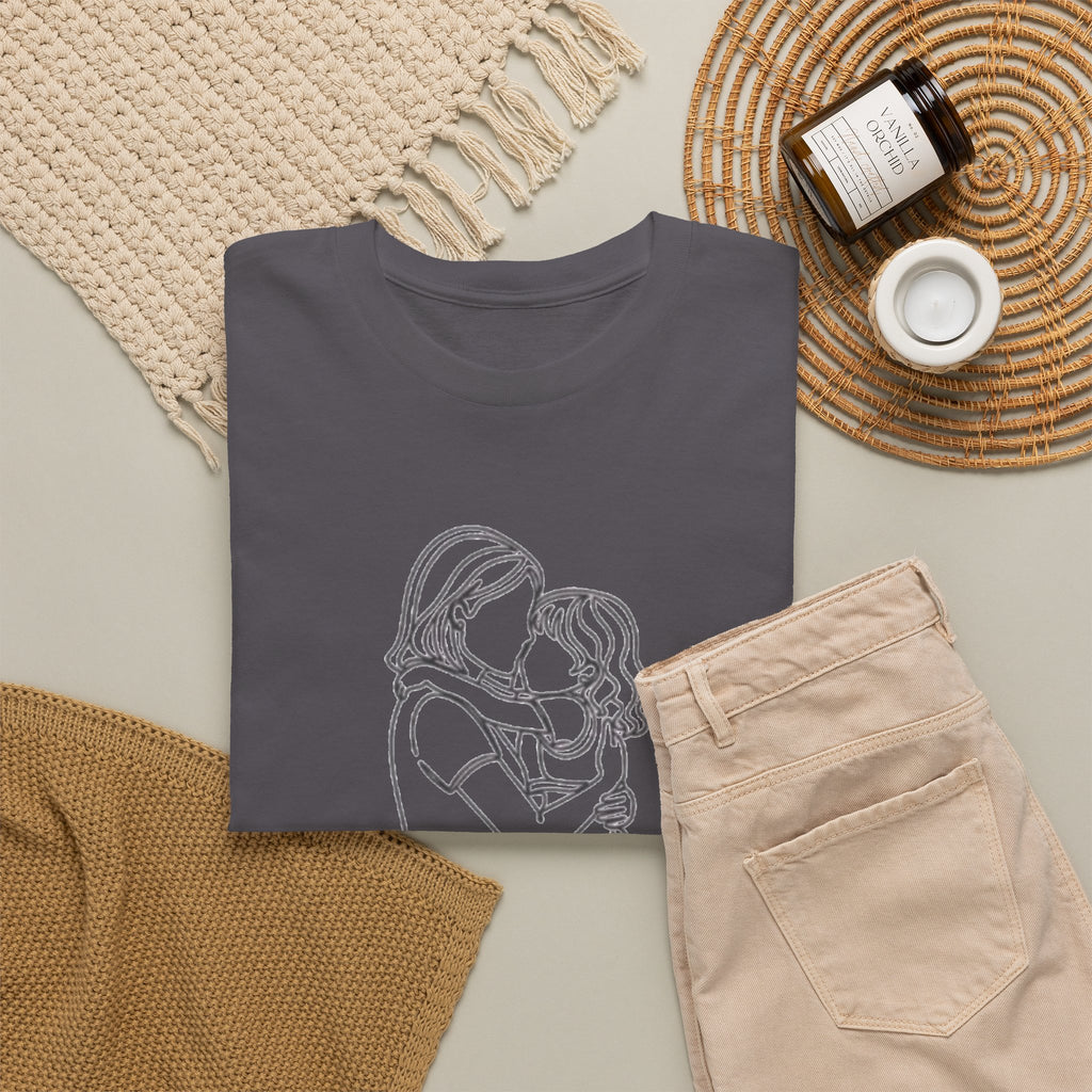Mother and Daughter Line Art Tee — Minimalist Family Love Shirt