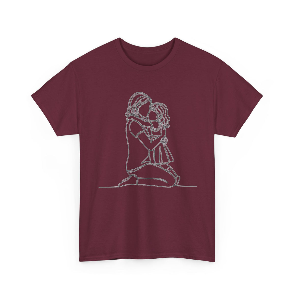 Mother and Daughter Line Art Tee — Minimalist Family Love Shirt