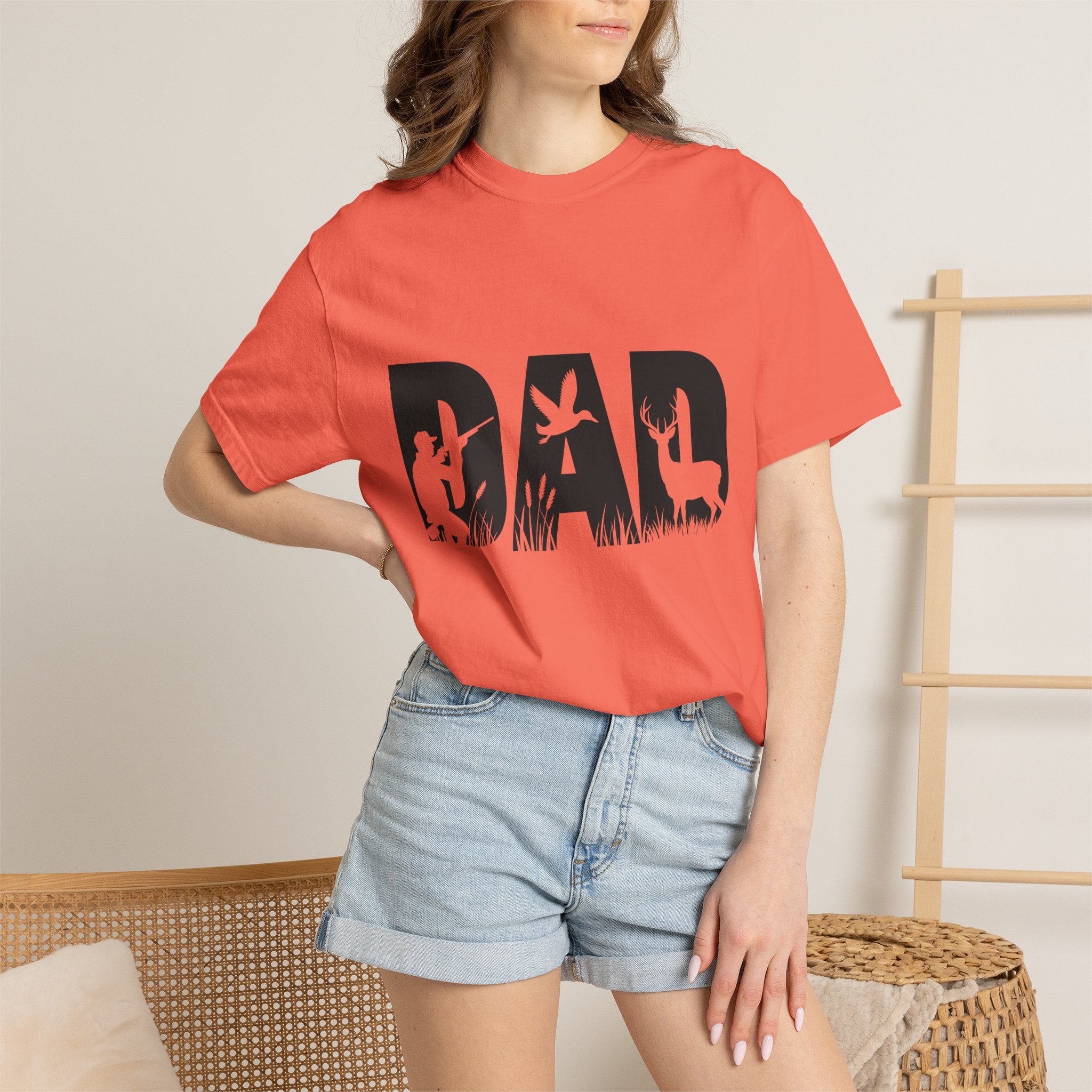 Dad Silhouette Nature T-Shirt — 'DAD' Deer & Camper Outdoor Graphic Tee