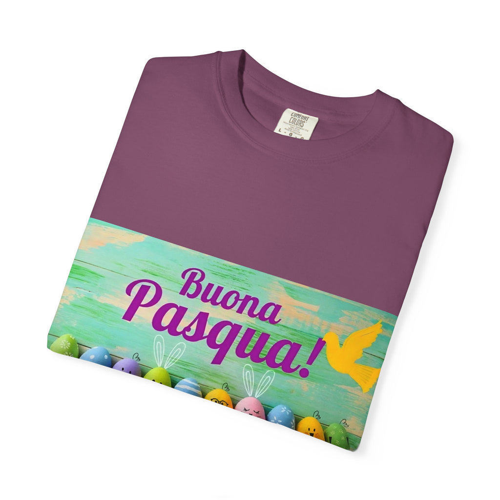 Easter T-Shirt — "Buona Pasqua" Colorful Bunny Eggs Graphic