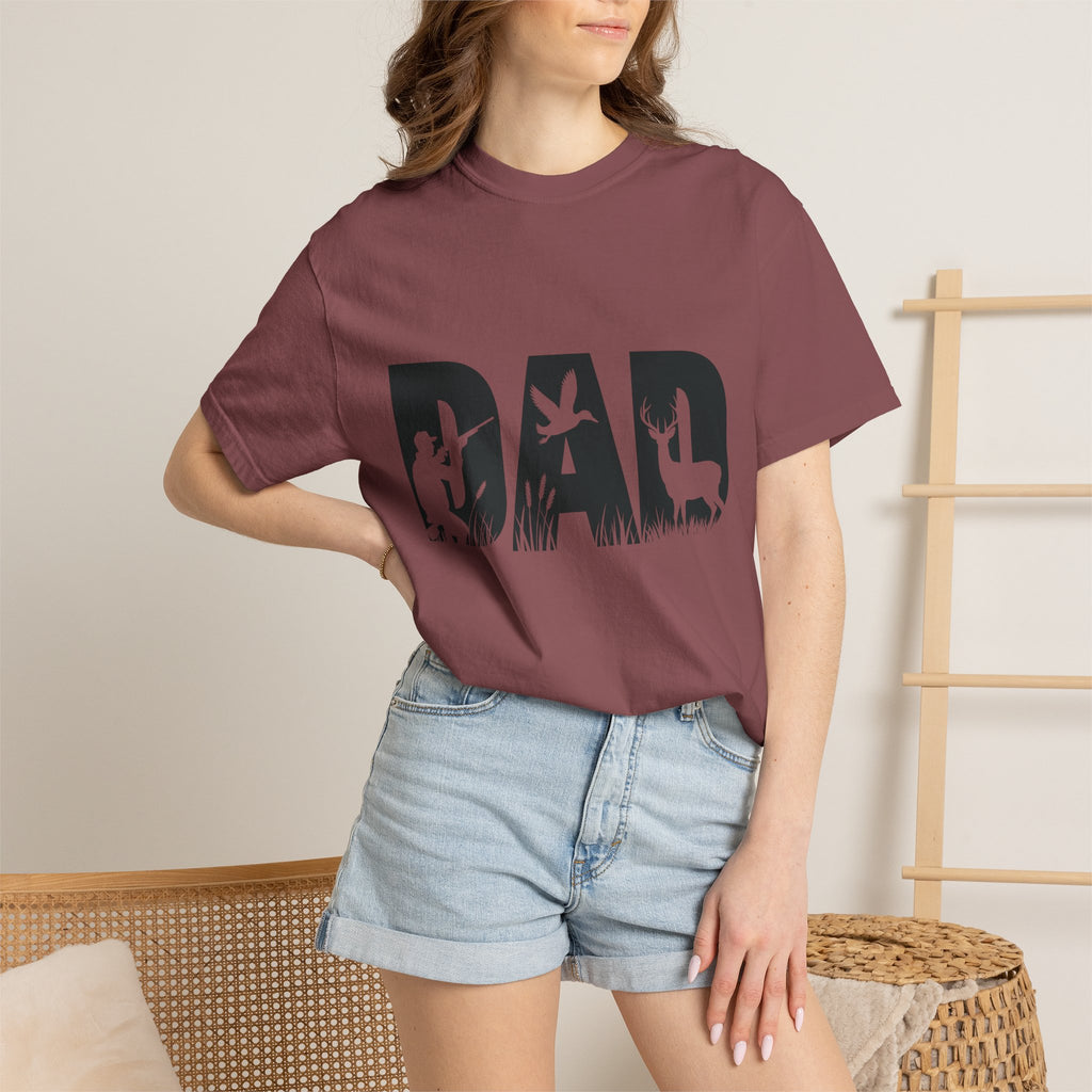 Dad Silhouette Nature T-Shirt — 'DAD' Deer & Camper Outdoor Graphic Tee