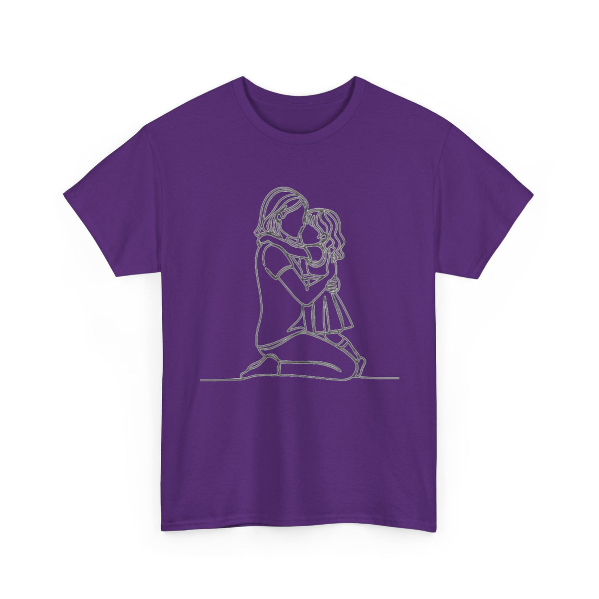 Mother and Daughter Line Art Tee — Minimalist Family Love Shirt