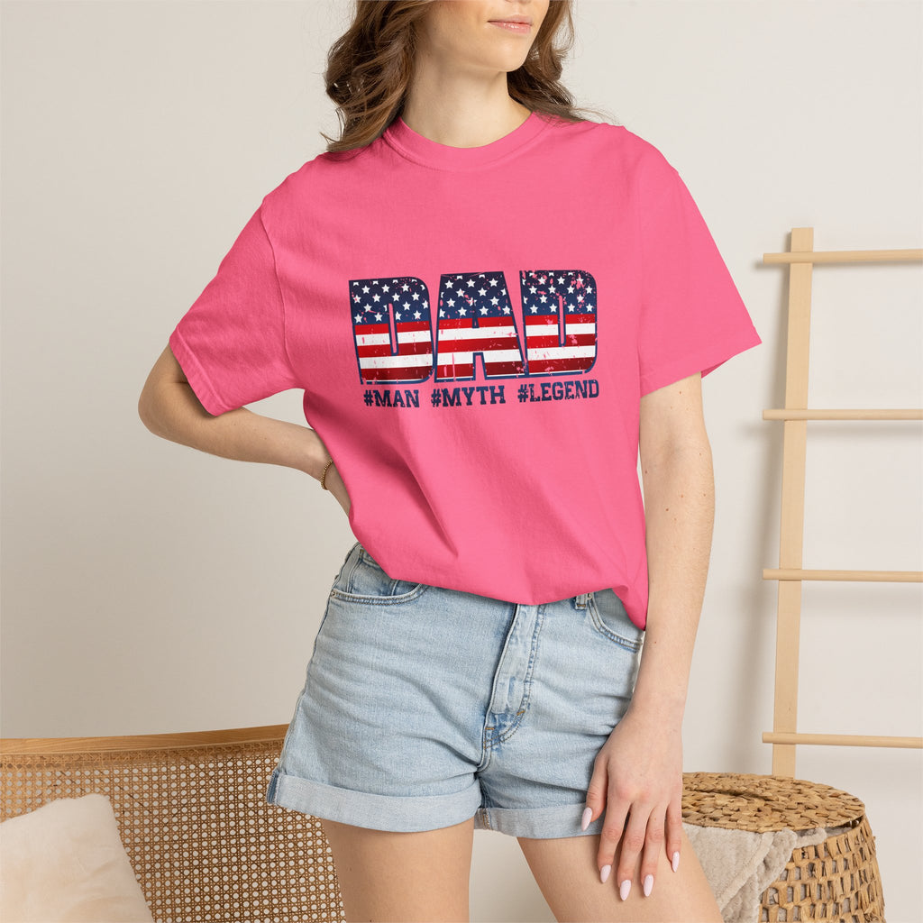 Dad Patriotic T-Shirt - "DAD" American Flag Design (#Man #Myth #Legend)