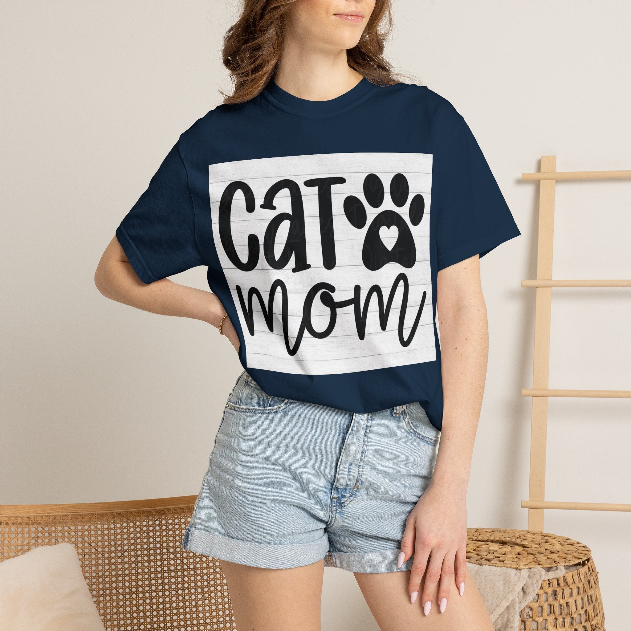 Garment-Dyed Cat Mom Tee