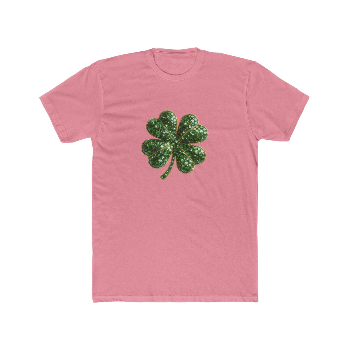 St. Patrick's Day Green Glitter Four-Leaf Clover T-Shirt