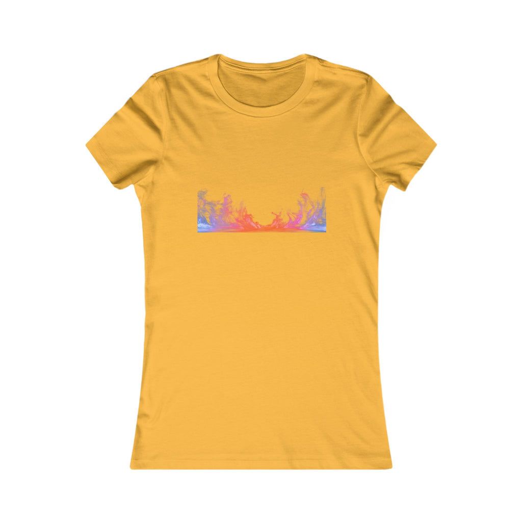 Women's Sunset Forest Tee — Pastel Mountain & Trees Graphic Shirt